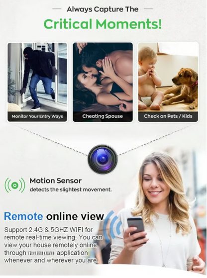 [Upgraded ultra-invisible] No-plug camera