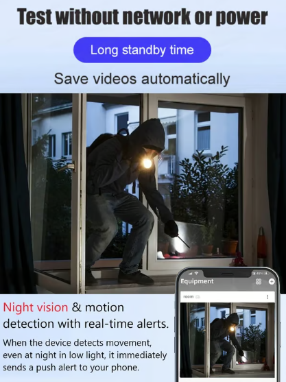 [Upgraded ultra-invisible] No-plug camera