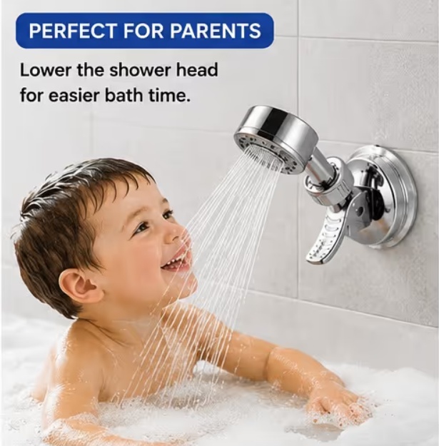 2pcs Adjustable Shower Head Holders Removable Suction Cup Shower Head Bracket No Drill Shower Head Bracket