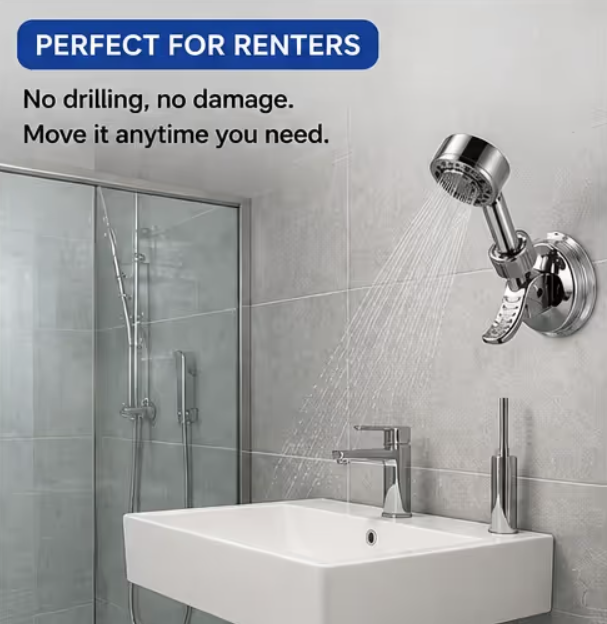 2pcs Adjustable Shower Head Holders Removable Suction Cup Shower Head Bracket No Drill Shower Head Bracket